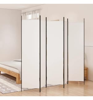 5-tlg. Paravent Weiss 250x200 cm Stoff