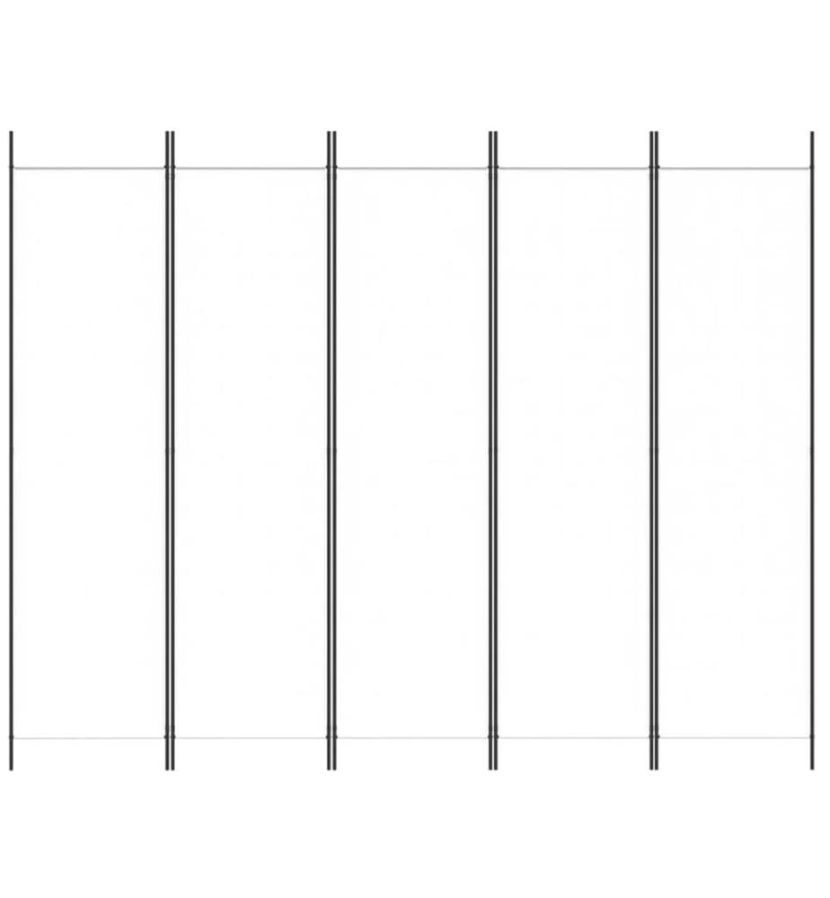 5-tlg. Paravent Weiss 250x200 cm Stoff