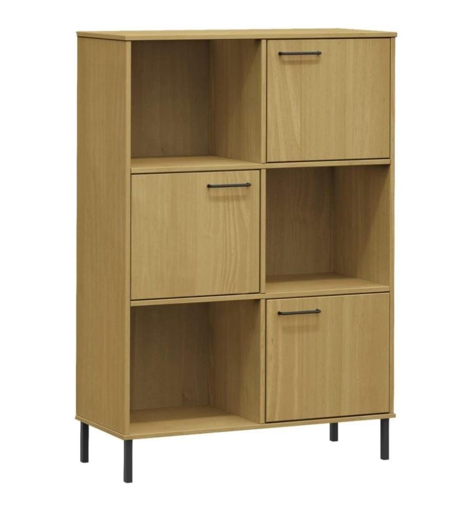 Bücherregal OSLO Metallbeine Braun 90x35x128,5 cm Massivholz