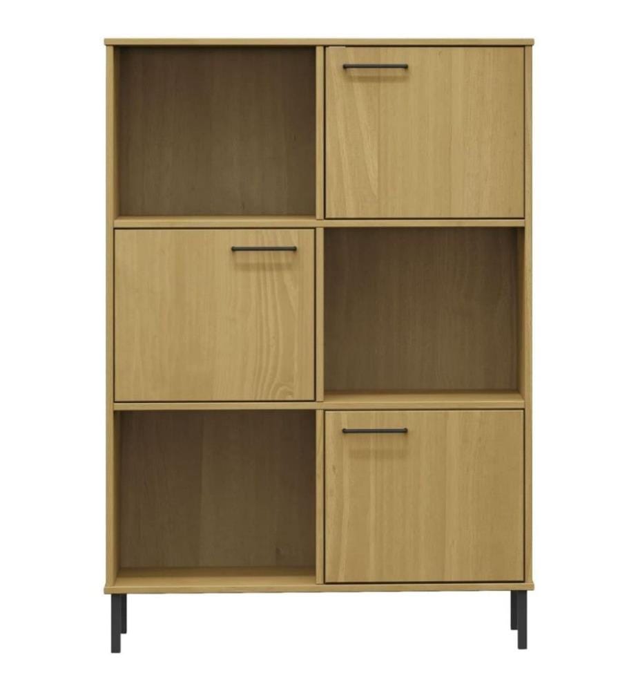 Bücherregal OSLO Metallbeine Braun 90x35x128,5 cm Massivholz