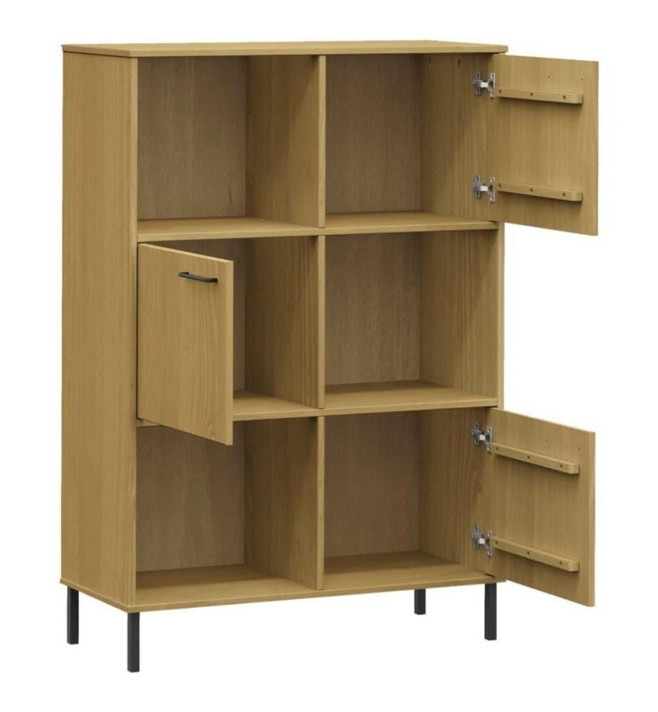 Bücherregal OSLO Metallbeine Braun 90x35x128,5 cm Massivholz