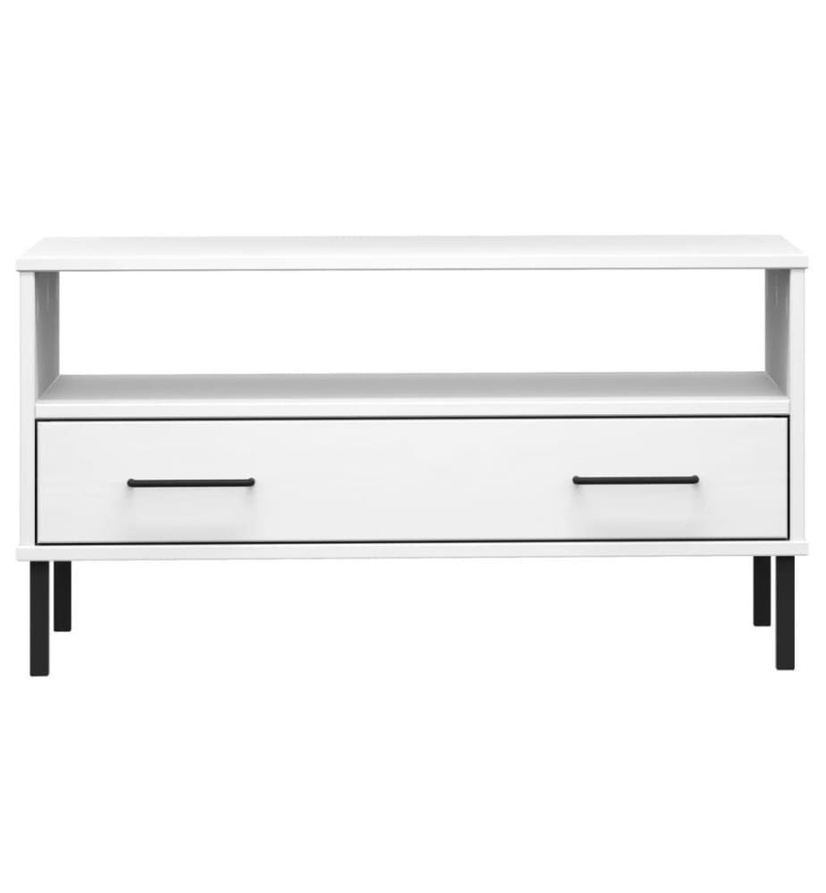 Table basse avec pieds en métal Blanc 85x50x45 cm Bois OSLO