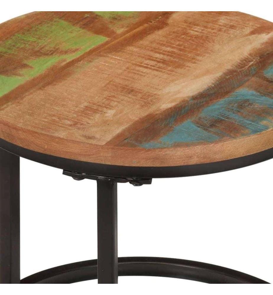 Satztische 3 Stk. Recyceltes Massivholz
