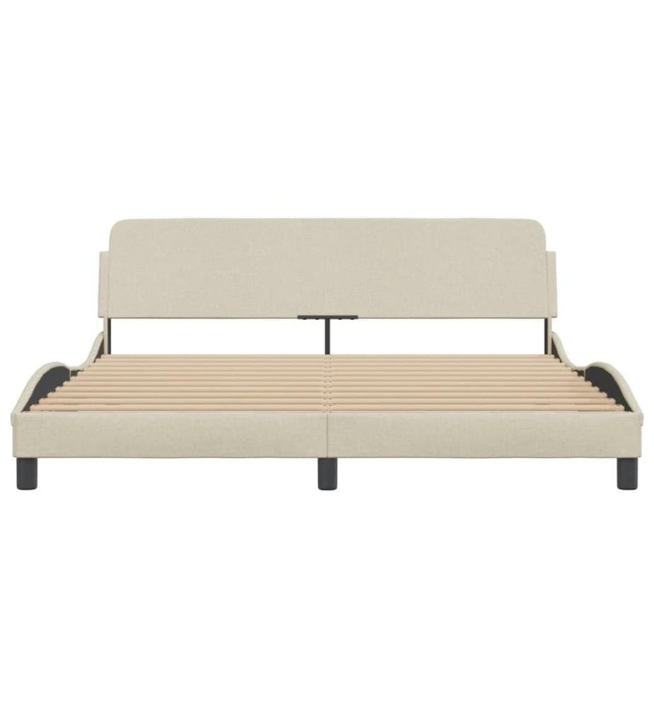 Bettgestell mit Kopfteil Creme 180x200 cm Stoff
