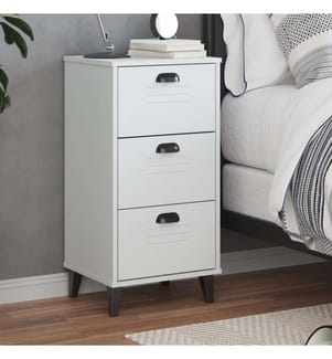 Table de chevet VIKEN blanc bois de pin solide