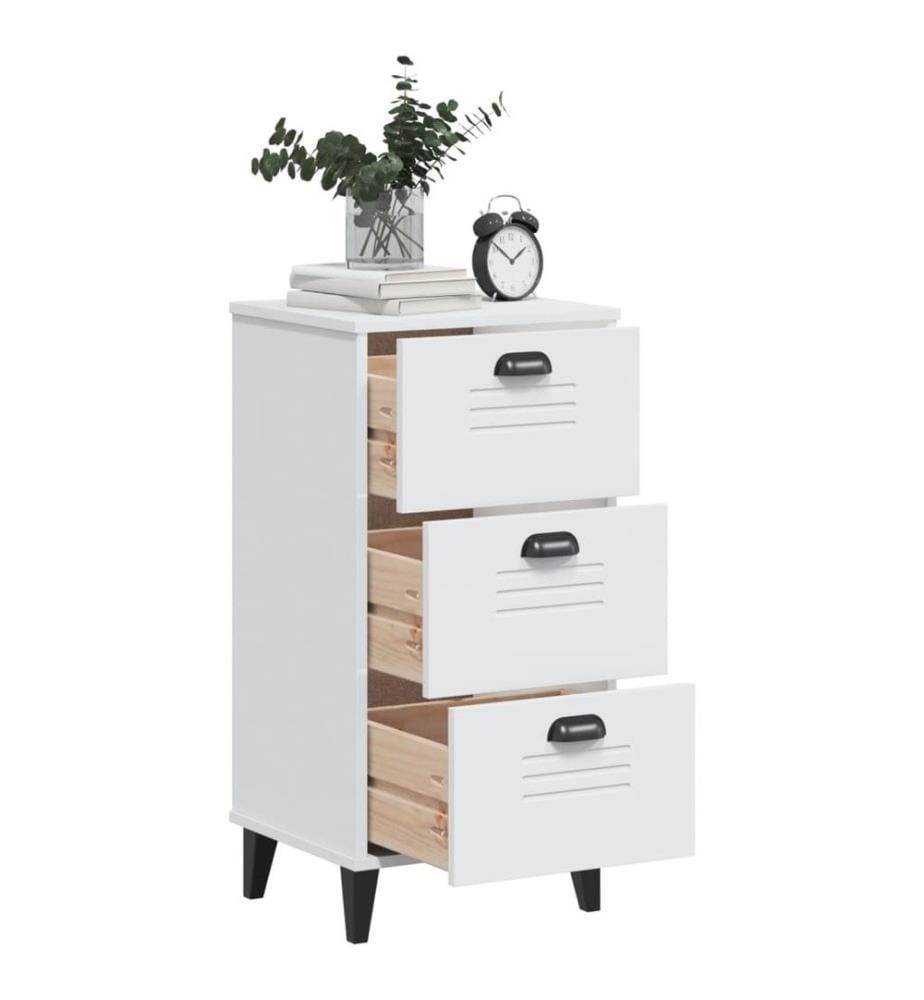 Table de chevet VIKEN blanc bois de pin solide