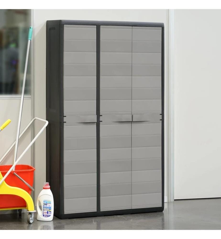 Gartenschrank mit 4 Regalen Schwarz und Grau
