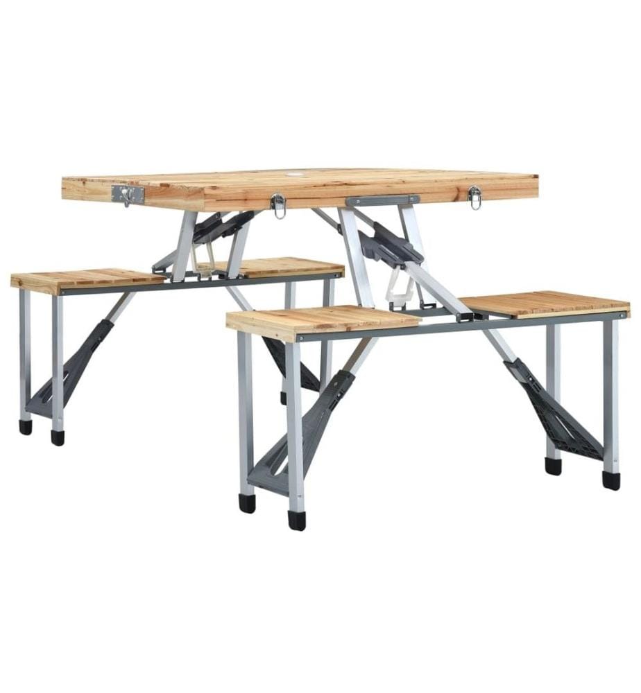 Klappbarer Campingtisch mit 4 Sitzen Stahl Aluminium