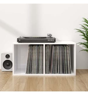 Boîte de rangement de vinyles Blanc brillant 71x34x36 cm