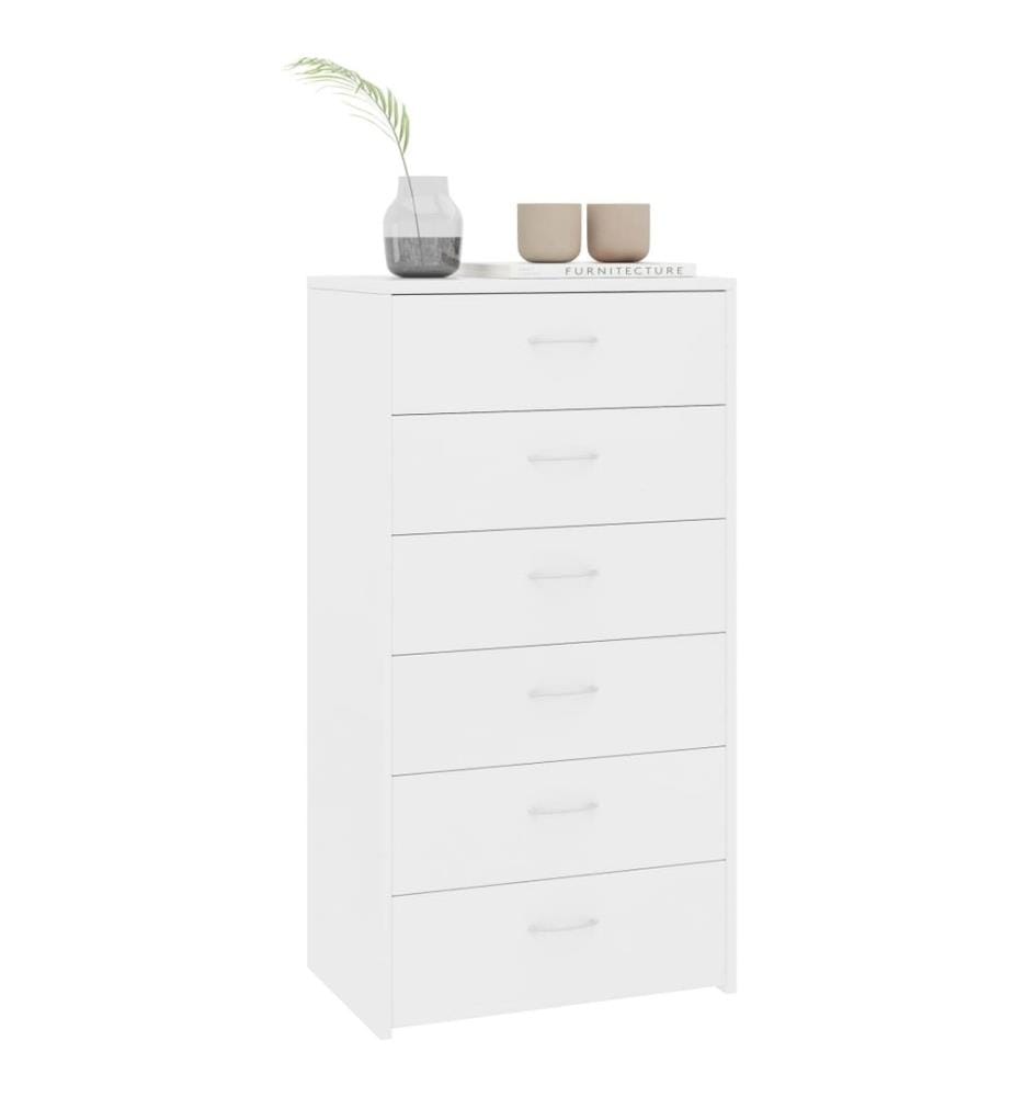 Sideboard mit 6 Schubladen Weiss 50x34x96 cm Holzwerkstoff