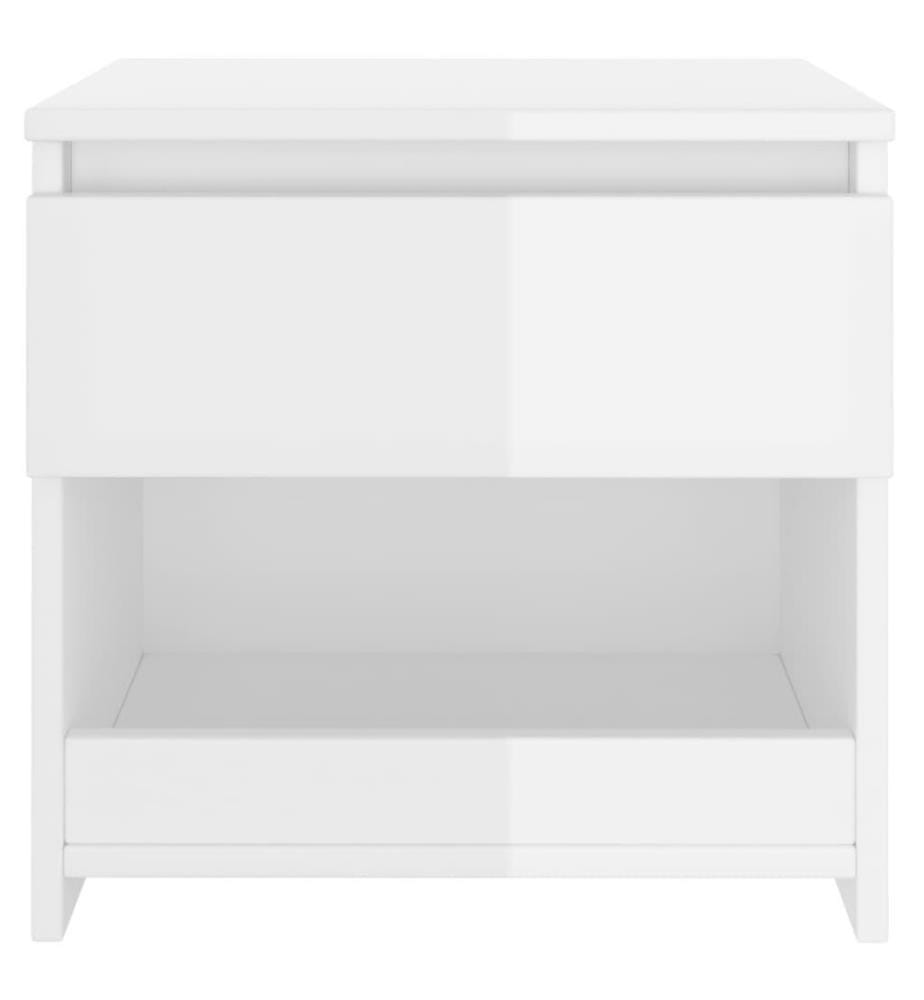 Table de chevet Blanc brillant 40x30x39 cm Aggloméré