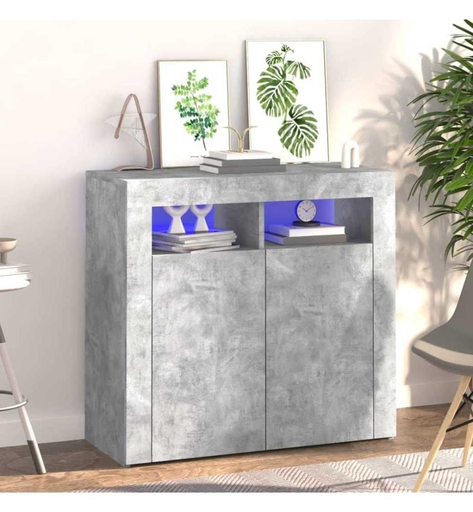 Sideboard mit LED-Leuchten Betongrau 80x35x75 cm