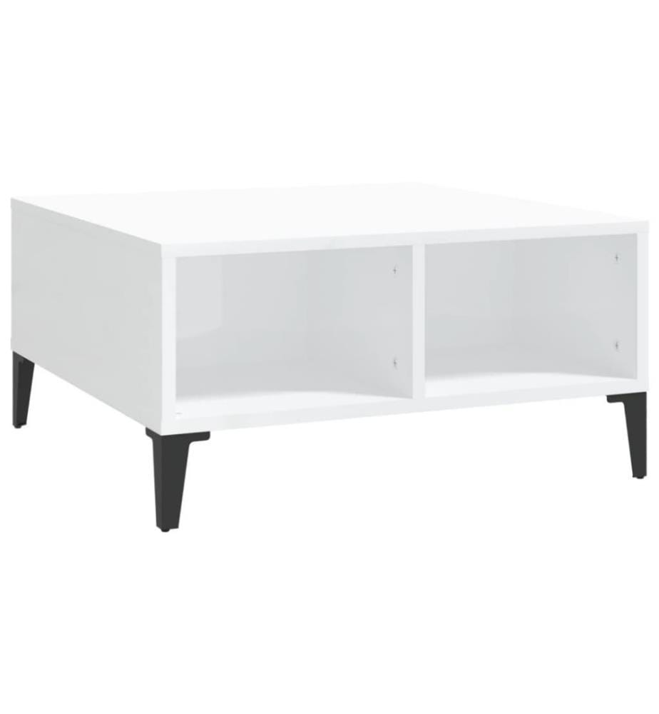 Table basse Blanc brillant 60x60x30 cm Aggloméré