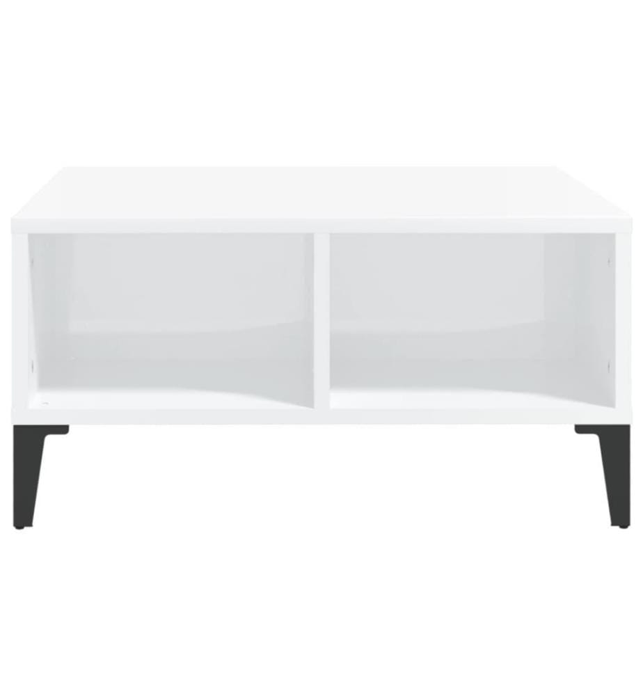 Table basse Blanc brillant 60x60x30 cm Aggloméré