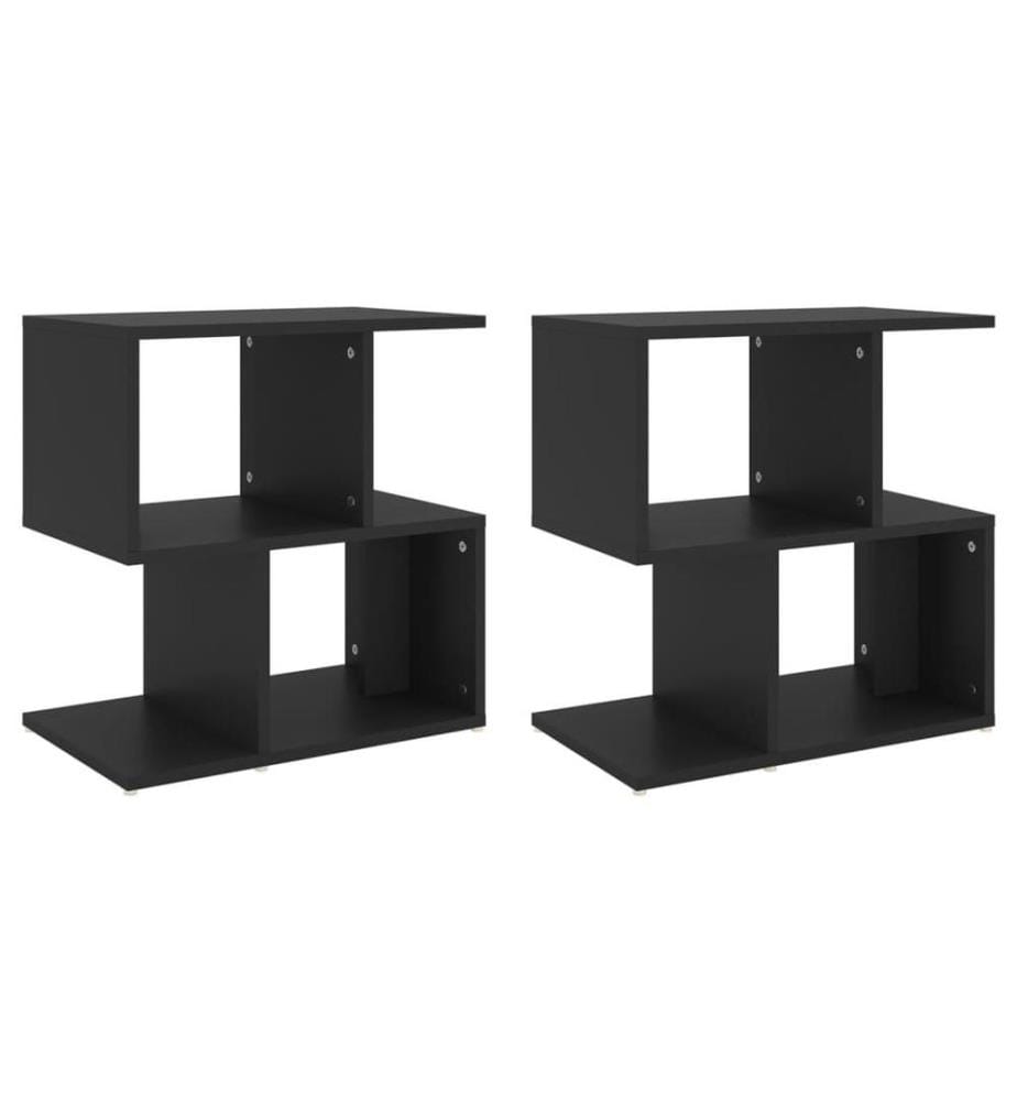 Tables de chevet 2 pcs Noir 50x30x51,5 cm Aggloméré