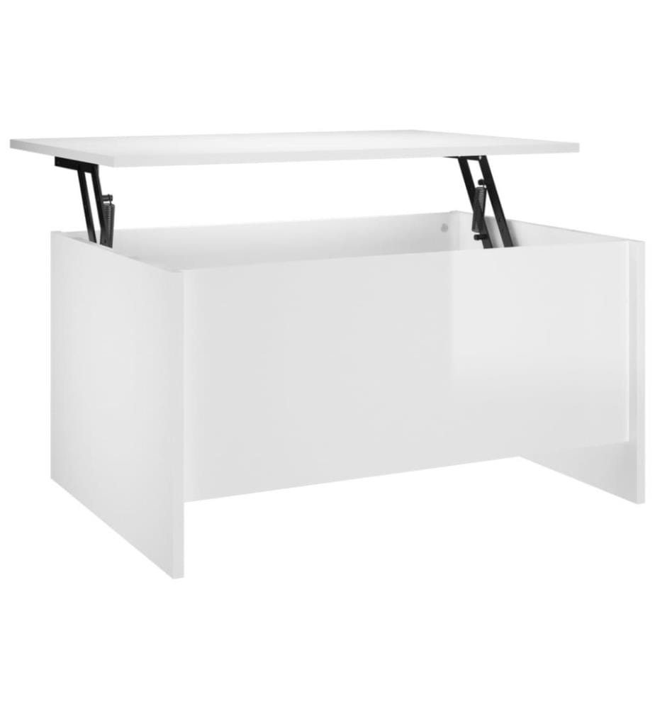 Table basse Blanc brillant 80x55,5x41,5 cm Bois d'ingénierie