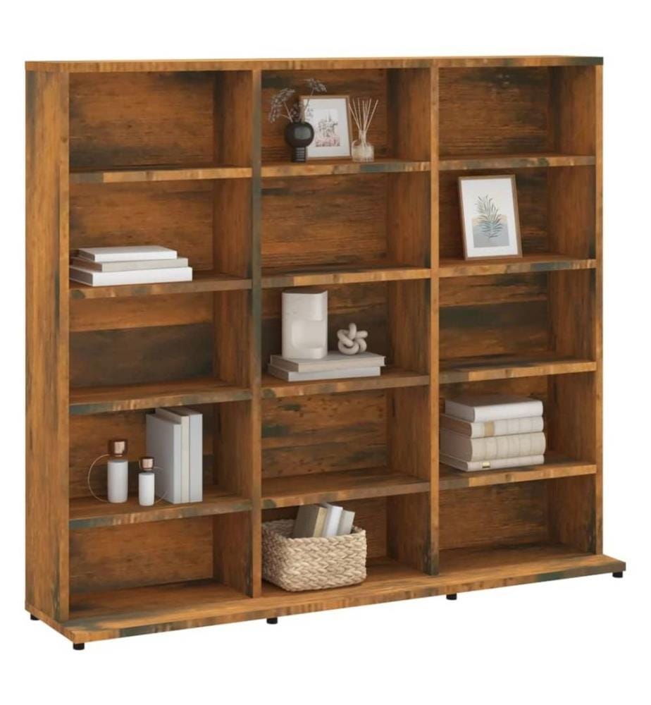 Armoire à CD Chêne fumé 102x23x89,5 cm Bois d'ingénierie