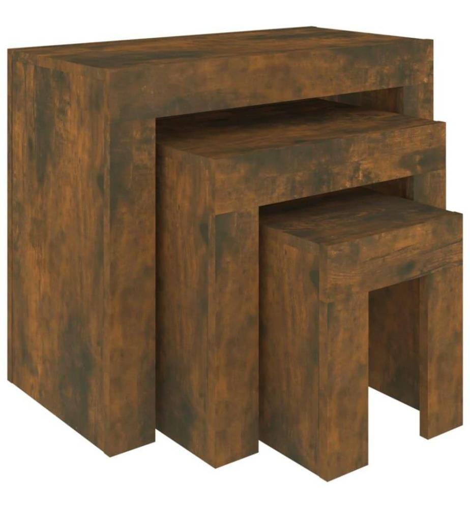 Tables basses gigognes 3 pcs Chêne fumé Bois d'ingénierie