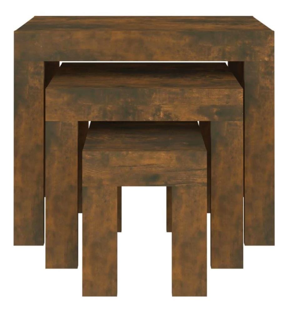 Tables basses gigognes 3 pcs Chêne fumé Bois d'ingénierie