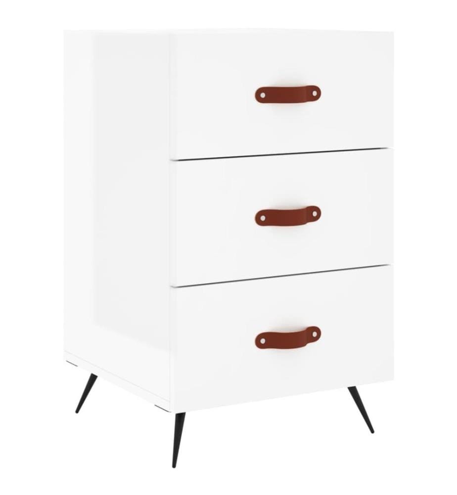 Table de chevet blanc brillant 40x40x66 cm bois d'ingénierie