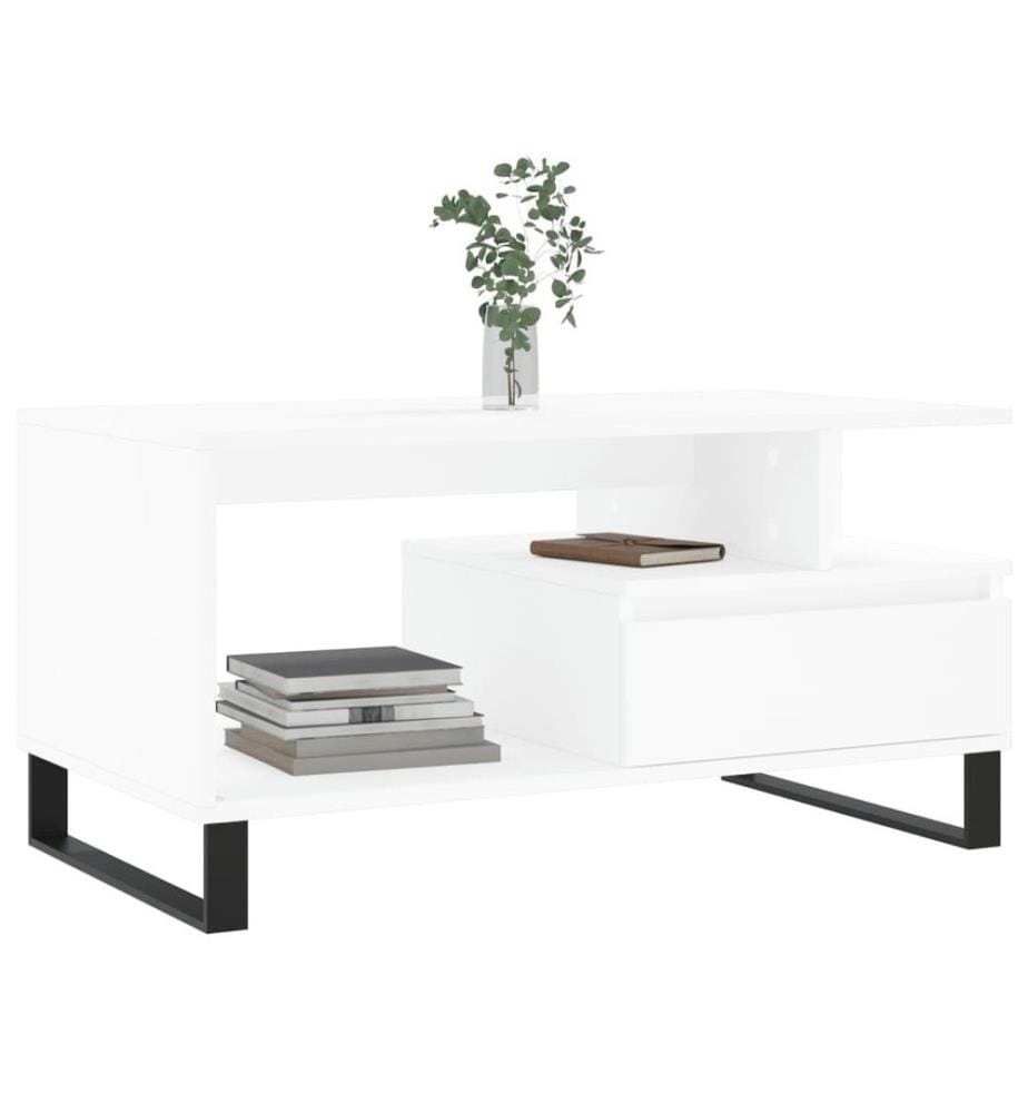 Table basse Blanc 90x49x45 cm Bois d'ingénierie