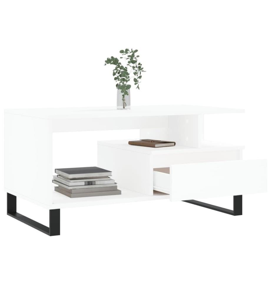 Table basse Blanc 90x49x45 cm Bois d'ingénierie