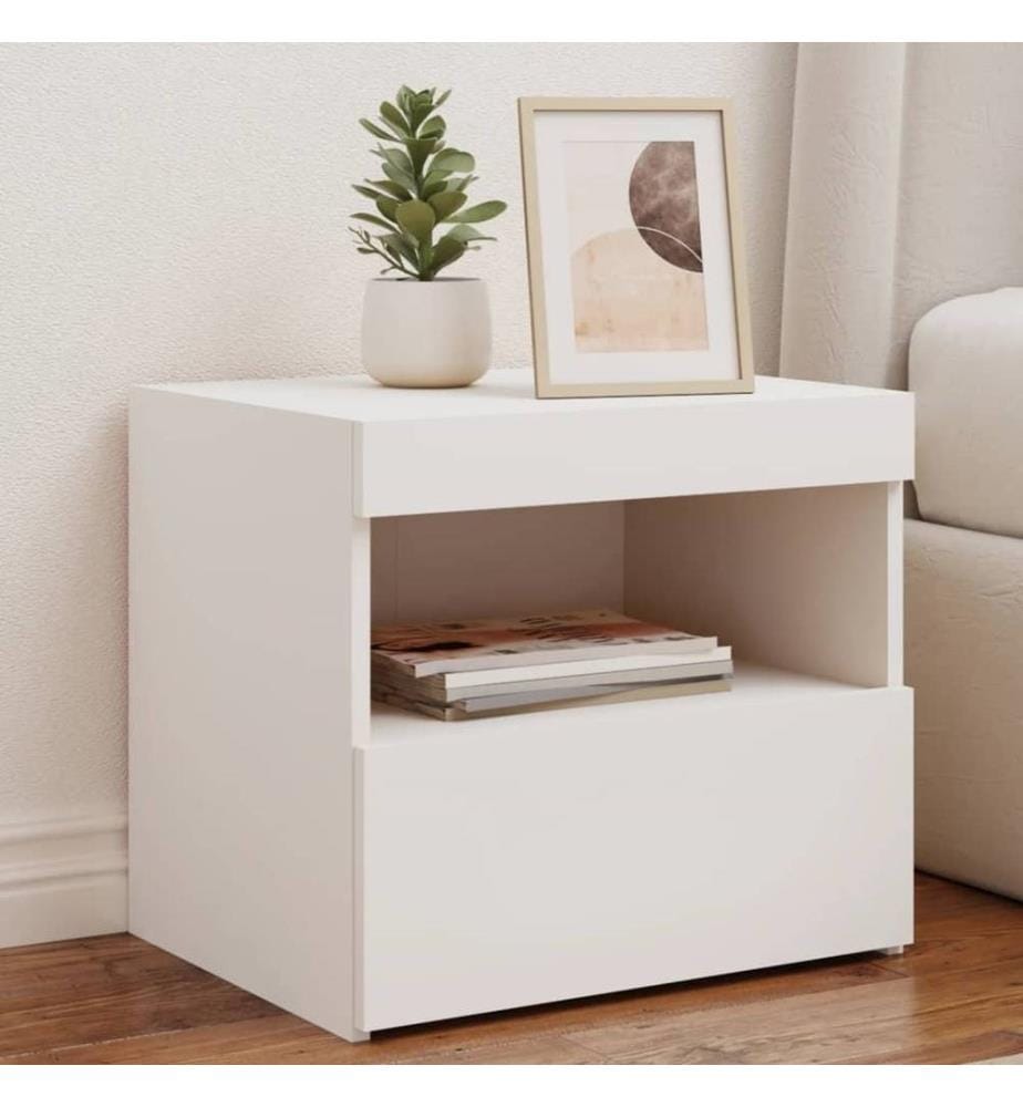 Nachttische mit LED-Leuchten 2 Stk. Weiss 50x40x45 cm