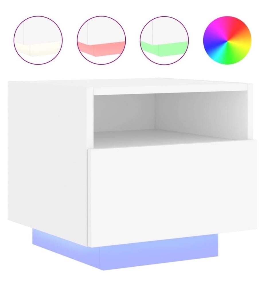 Nachttisch mit LED-Leuchten Weiss 40x39x37 cm