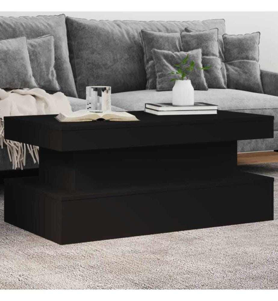 Couchtisch mit LED-Leuchten Schwarz 90x50x40 cm
