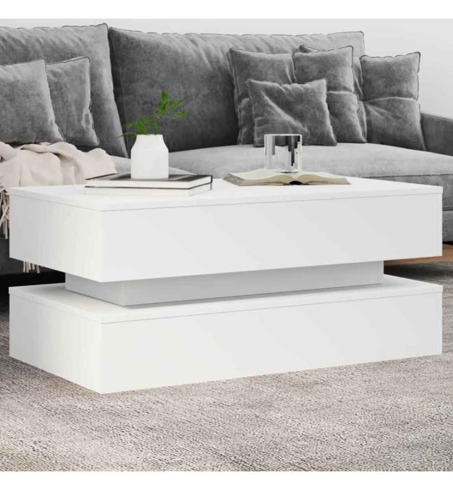 Couchtisch mit LED-Leuchten Weiss 90x50x40 cm