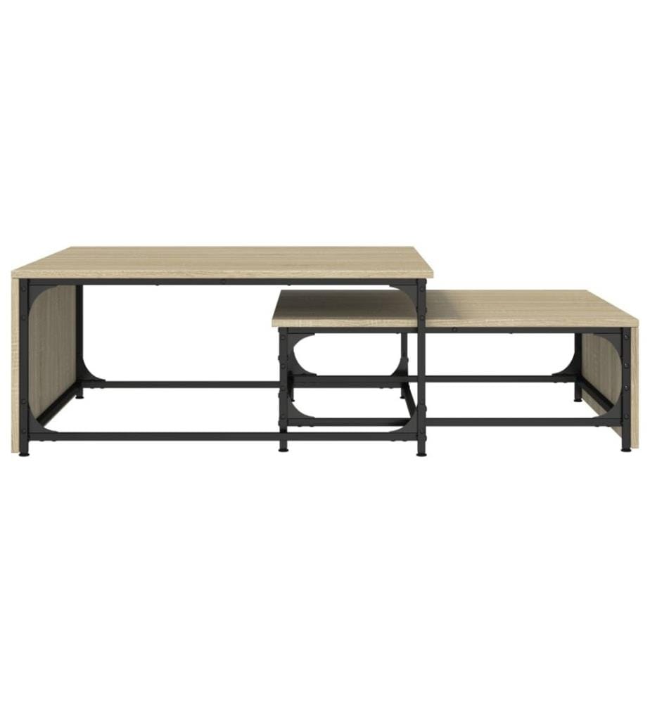 Tables basses gigognes 2 pcs chêne sonoma bois ingénierie métal