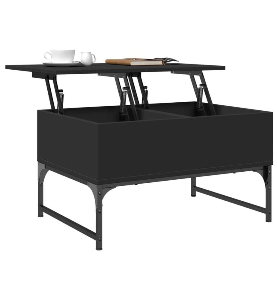 Table basse noir 70x50x40 cm bois d'ingénierie et métal