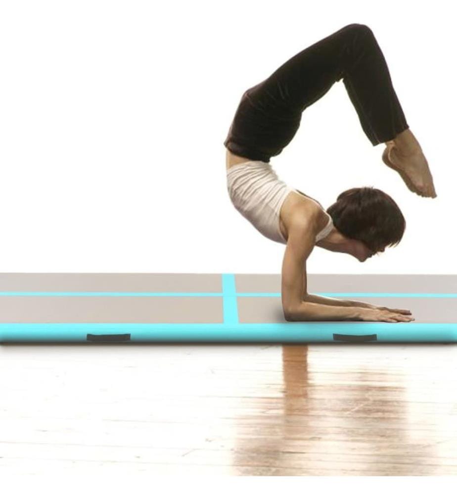 Aufblasbare Gymnastikmatte mit Pumpe 300x100x10 cm PVC Grün