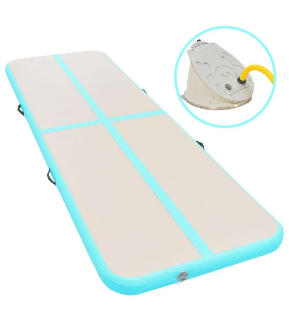 Aufblasbare Gymnastikmatte mit Pumpe 400x100x10 cm PVC Grün
