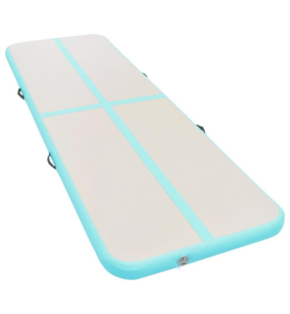 Aufblasbare Gymnastikmatte mit Pumpe 400x100x10 cm PVC Grün