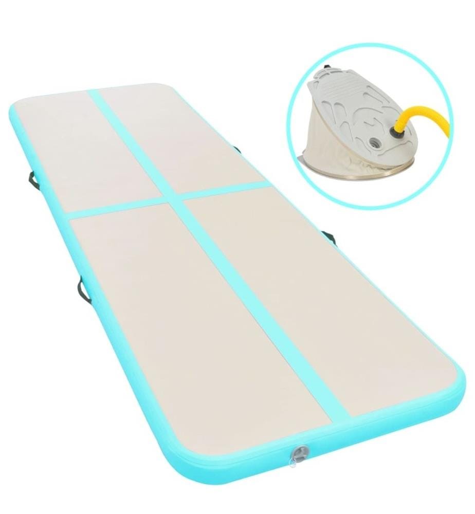 Aufblasbare Gymnastikmatte mit Pumpe 600x100x10 cm PVC Grün
