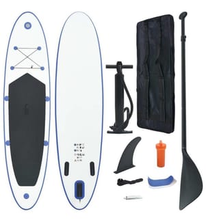 Stand Up Paddle Surfboard SUP Aufblasbar Blau und Weiss