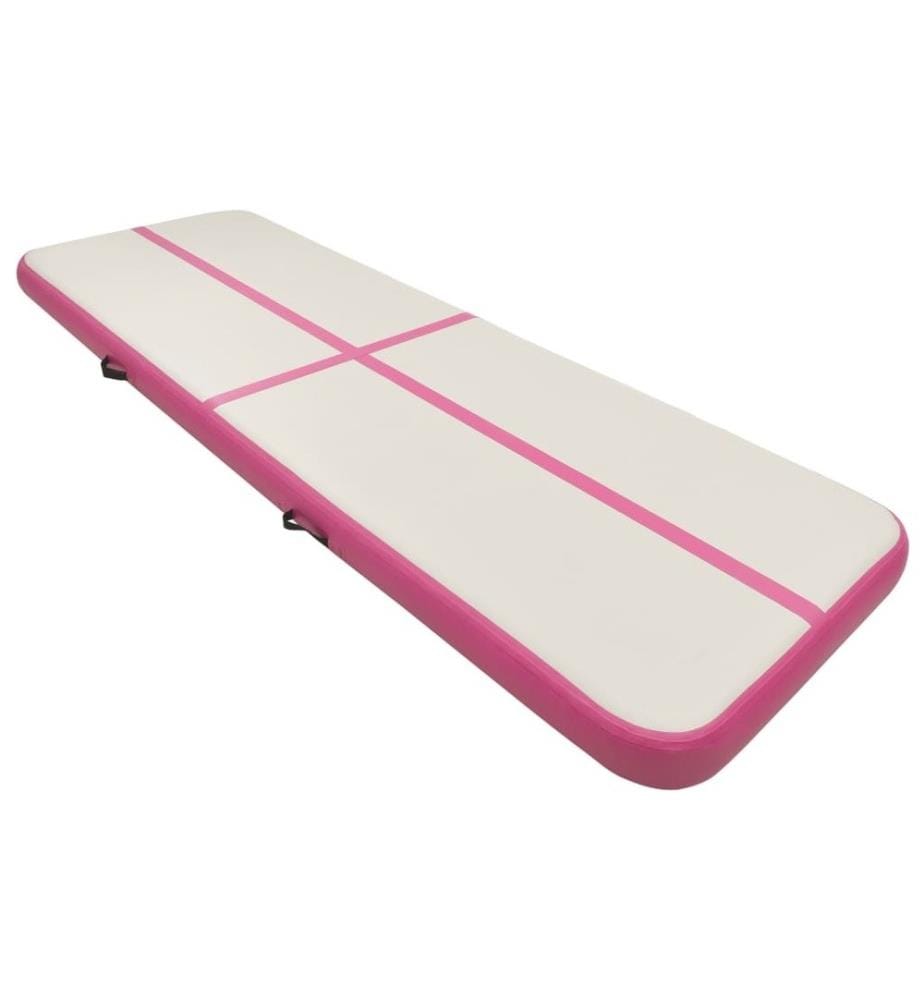 Aufblasbare Gymnastikmatte mit Pumpe 400x100x20 cm PVC Rosa