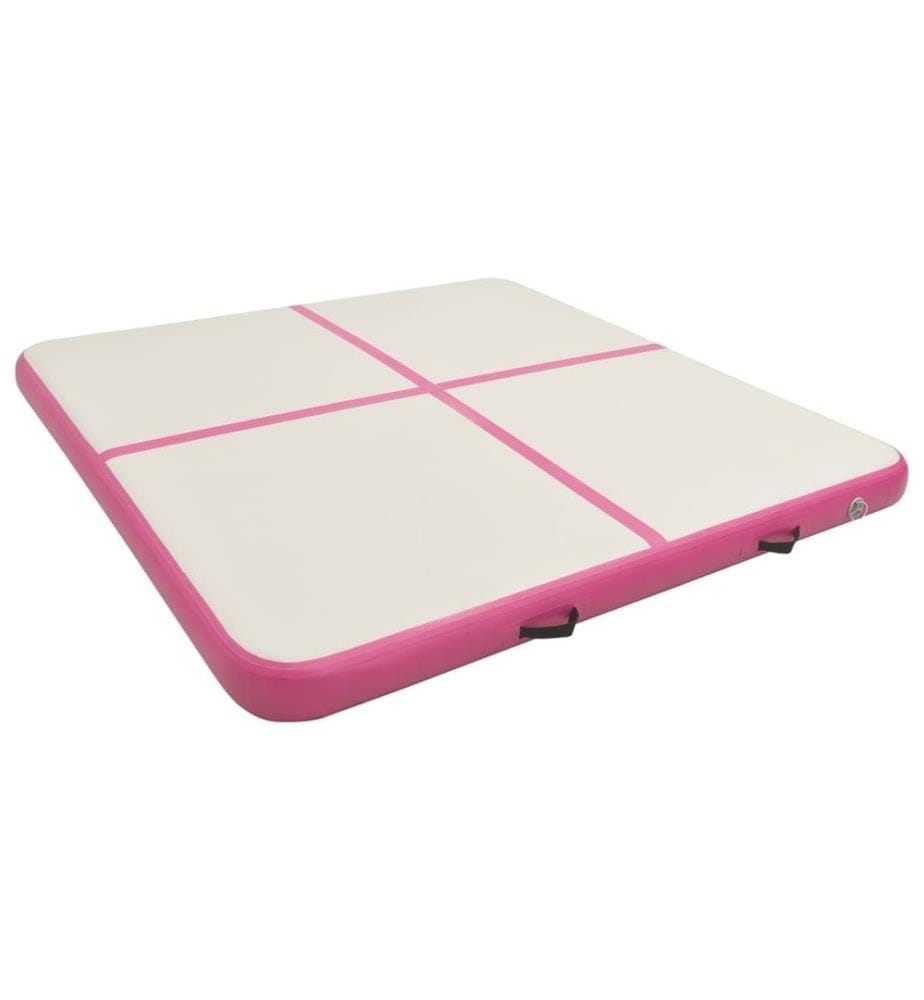 Aufblasbare Gymnastikmatte mit Pumpe 200x200x10 cm PVC Rosa
