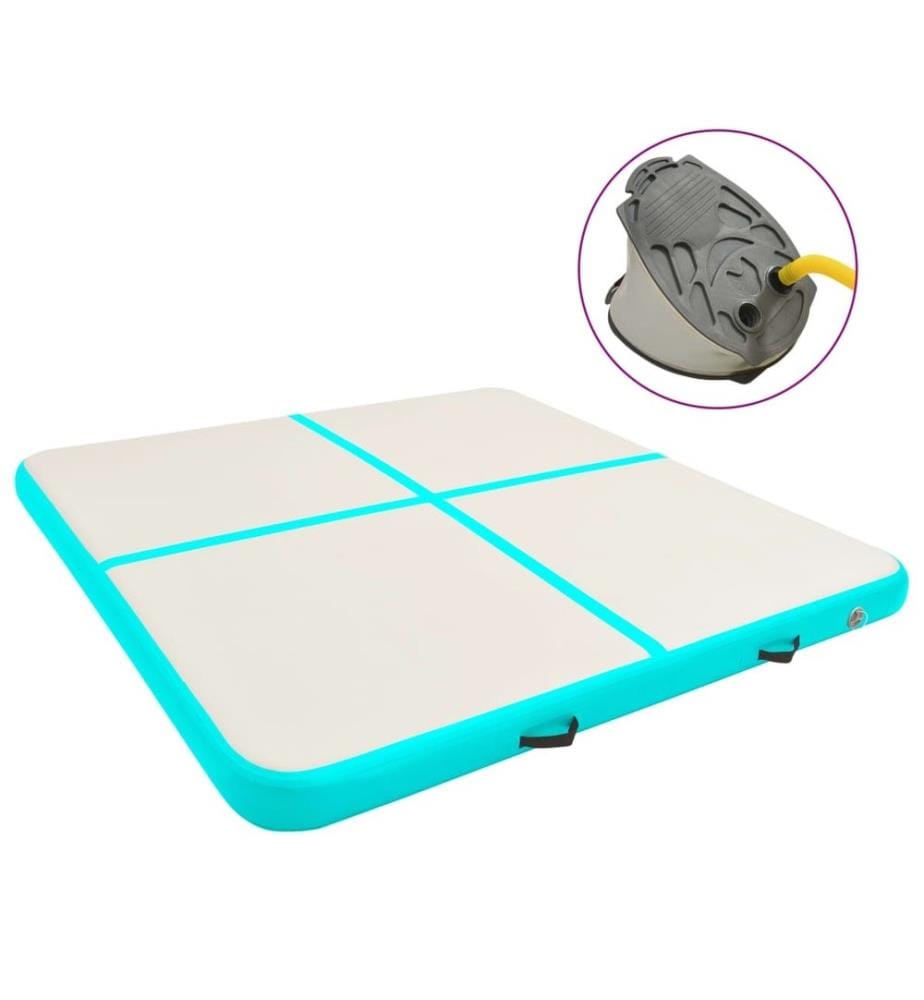Aufblasbare Gymnastikmatte mit Pumpe 200x200x15 cm PVC Grün
