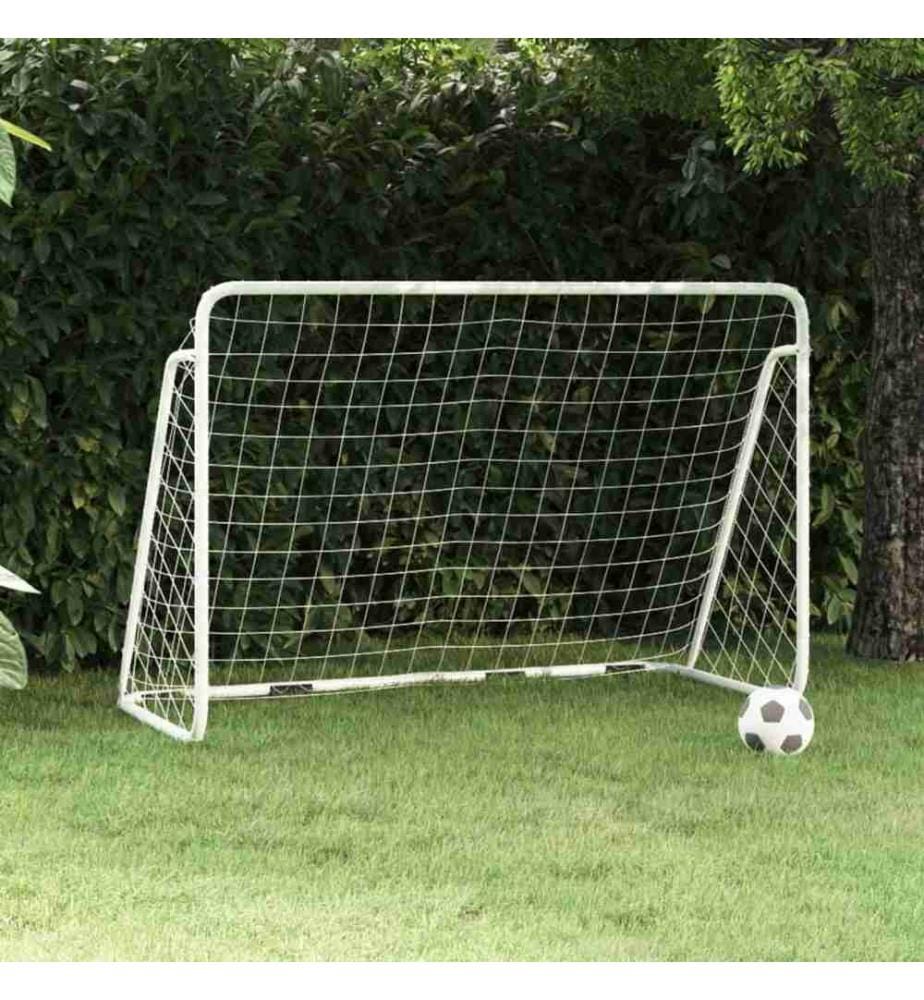 Fussballtor mit Netz Weiss 180x90x120 cm Stahl