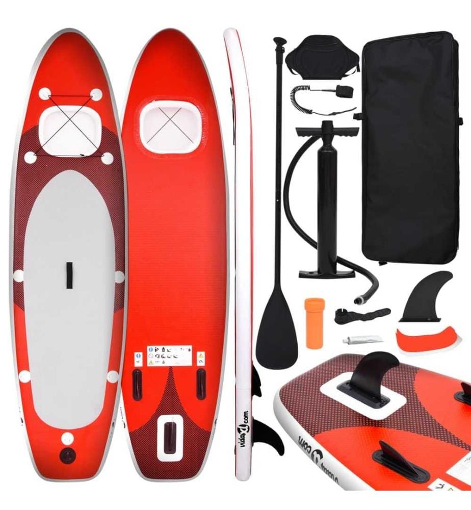 SUP-Board-Set Aufblasbar Rot 360x81x10 cm