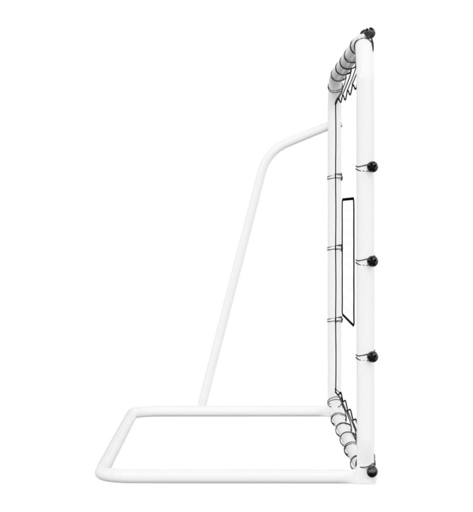 Fussball-Rebounder Weiss & Schwarz 184x61x123 cm Stahl & PE