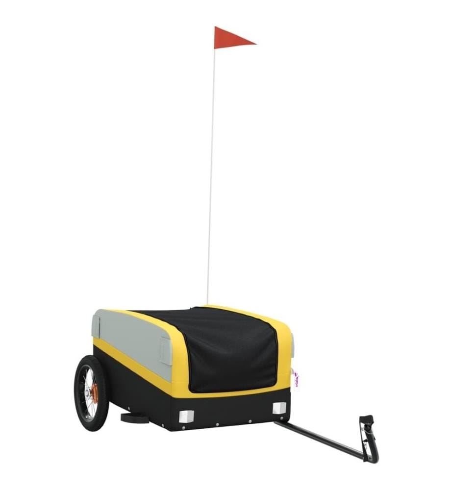 Remorque de vélo noir et jaune 30 kg fer