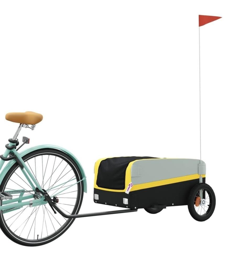 Remorque de vélo noir et jaune 30 kg fer