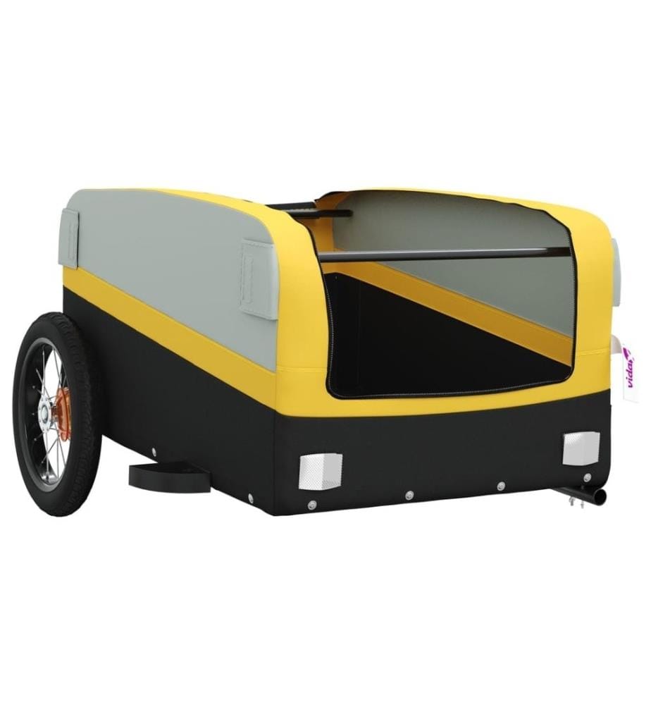 Remorque de vélo noir et jaune 30 kg fer