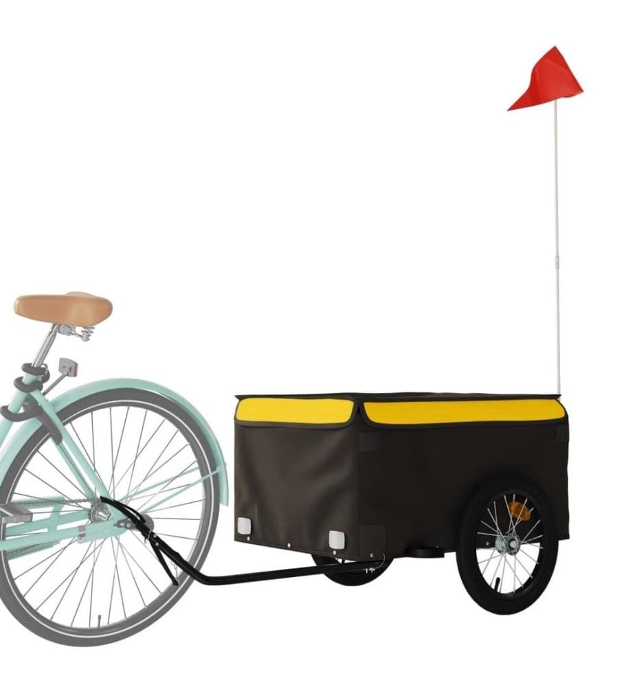 Remorque de vélo noir et jaune 45 kg fer