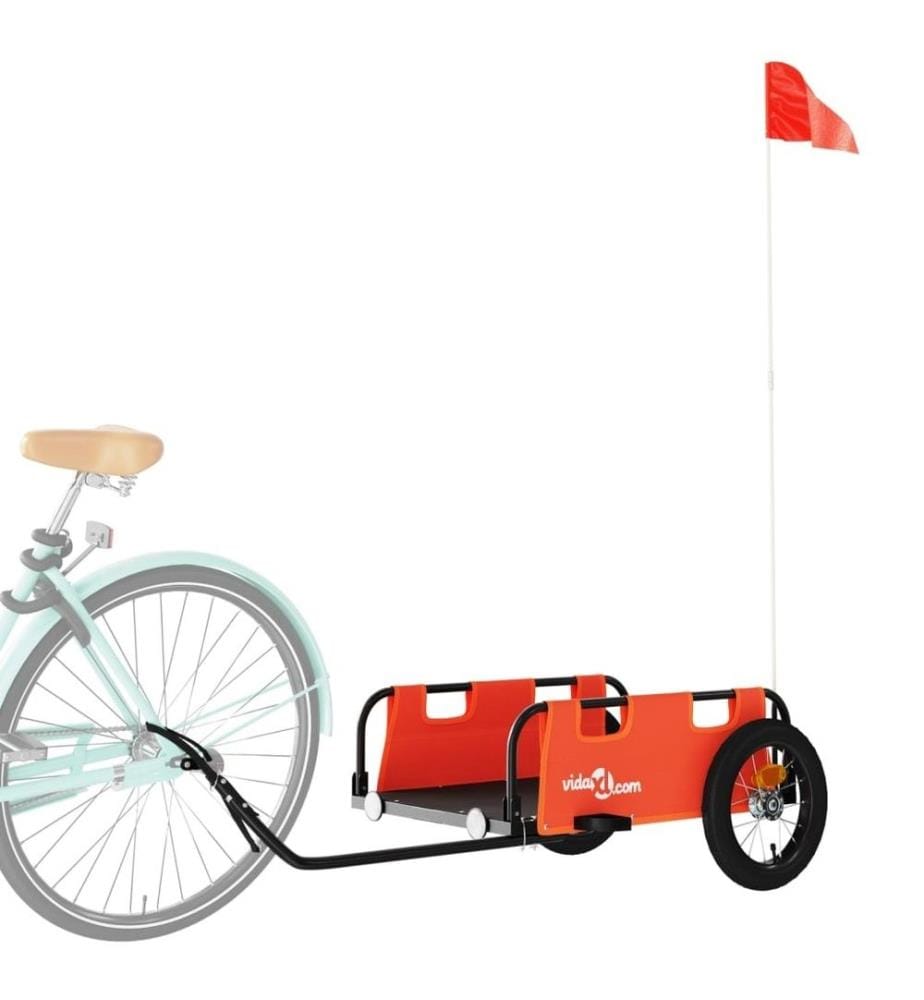 Remorque de vélo orange tissu oxford et fer