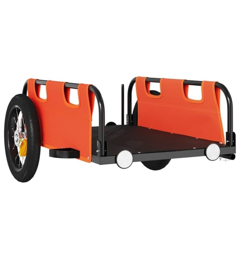 Remorque de vélo orange tissu oxford et fer