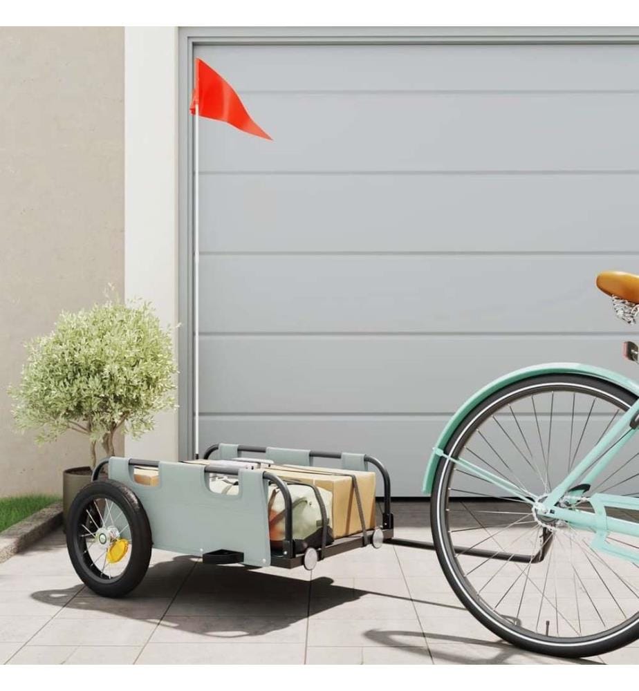 Remorque de vélo gris tissu oxford et fer
